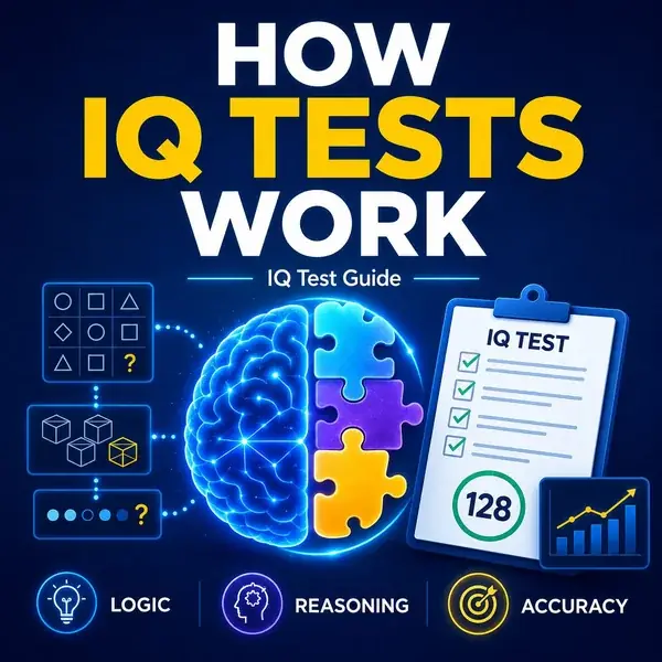 Diagram of how IQ tests work: pattern matrices, scoring and accuracy